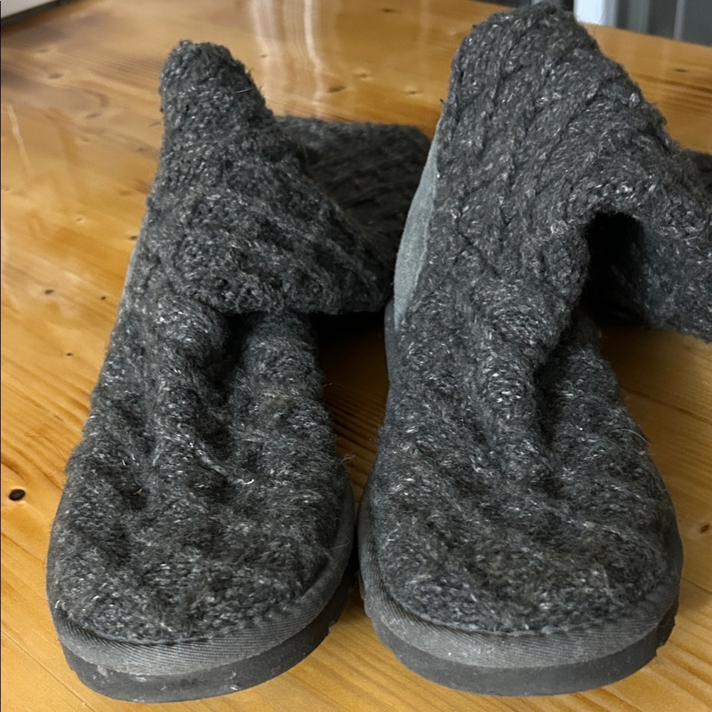 Uggs Cozy Gray Knit Button Boots - Picture 4 of 13